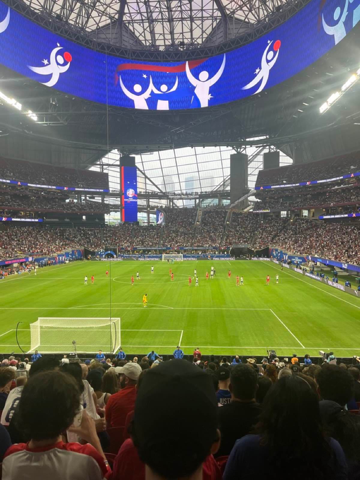 Football match seen from the stands